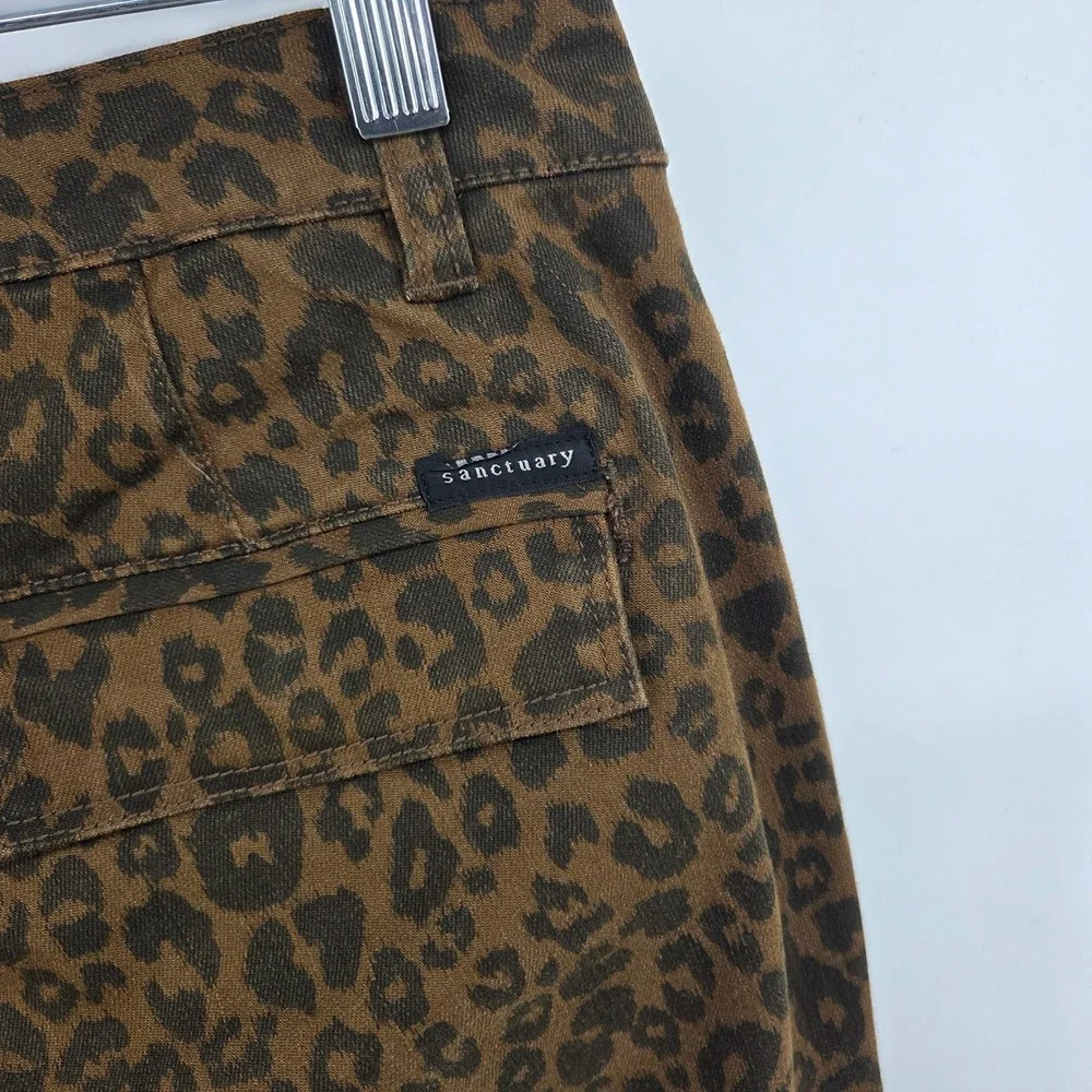 Sanctuary Pants 27 Brown Leopard Print Utility Slim Cargo‎ Standard Surplus